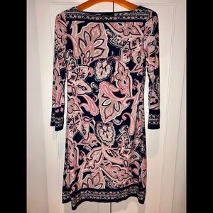 Inc. Cotton Candy Pink & Deep Navy Paisley Dress